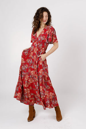 Abilene Garnet Floral Maxi Dress