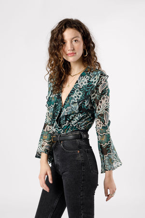 Bonnie Emerald Floral Long Sleeve Bodysuit