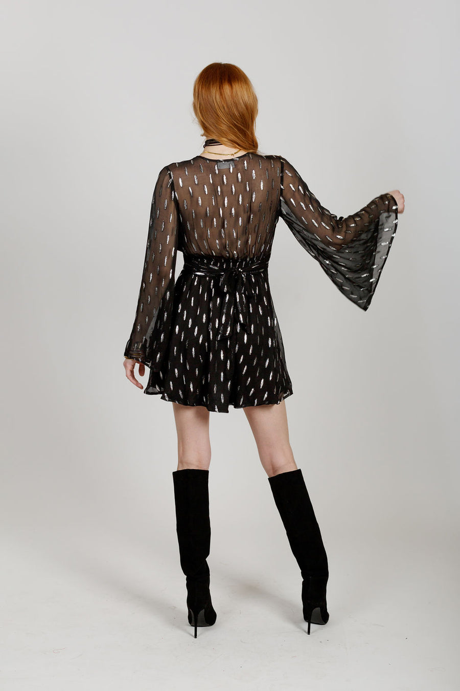 Evette Black Shimmer Mini Dress
