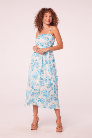 Ithaca Turquoise Ruched Bodice Midi Dress