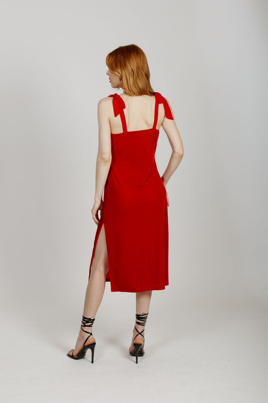 Lorna Red Velvet Midi Dress