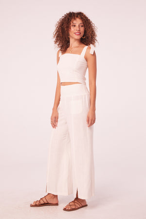 Maggie White Linen High Waisted Pants