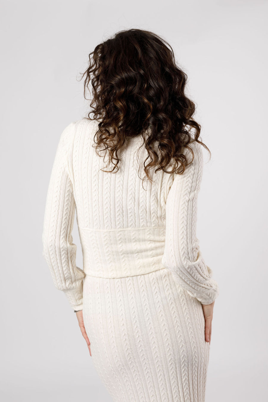 Raquel Ivory Ribbed Knit Pullover