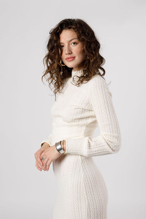 Raquel Ivory Ribbed Knit Pullover