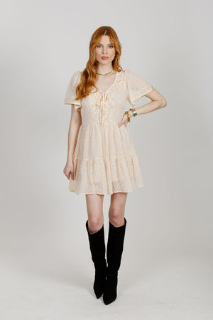 Reah Ivory Lace Mini Dress