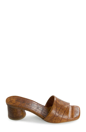 Arbor Cognac Croc Stamp Leather Heel