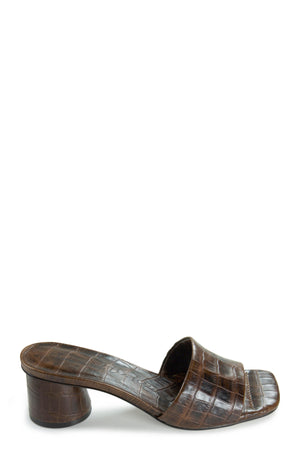 Arbor Espresso Croc Stamp Leather Heel