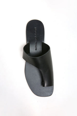 Arena Black Leather Slide Sandal Top