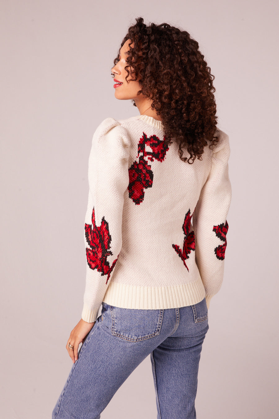 Aster Ivory Floral Knit Sweater Master