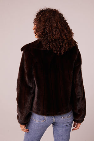 Carina Chocolate Brown Faux Fur Jacket Back