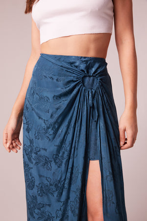 Celene Deep Teal Layered Midi Skirt