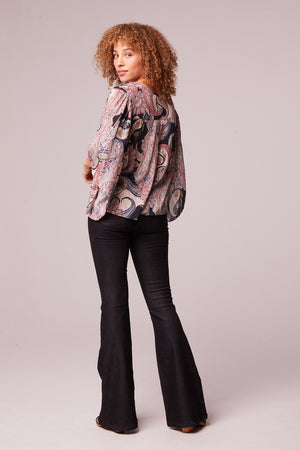 Comma Black Paisley Batwing Top Back