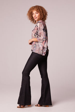 Comma Black Paisley Batwing Top Side