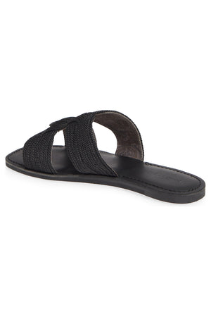 Del Rey Vegan Black Braided Rope Sandal Back