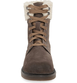 Dillon Grey Fleece Cuff Lace Up Boot Front