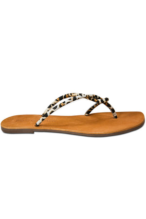 Ibiza Leopard Leather Flip Flop Sandal Side