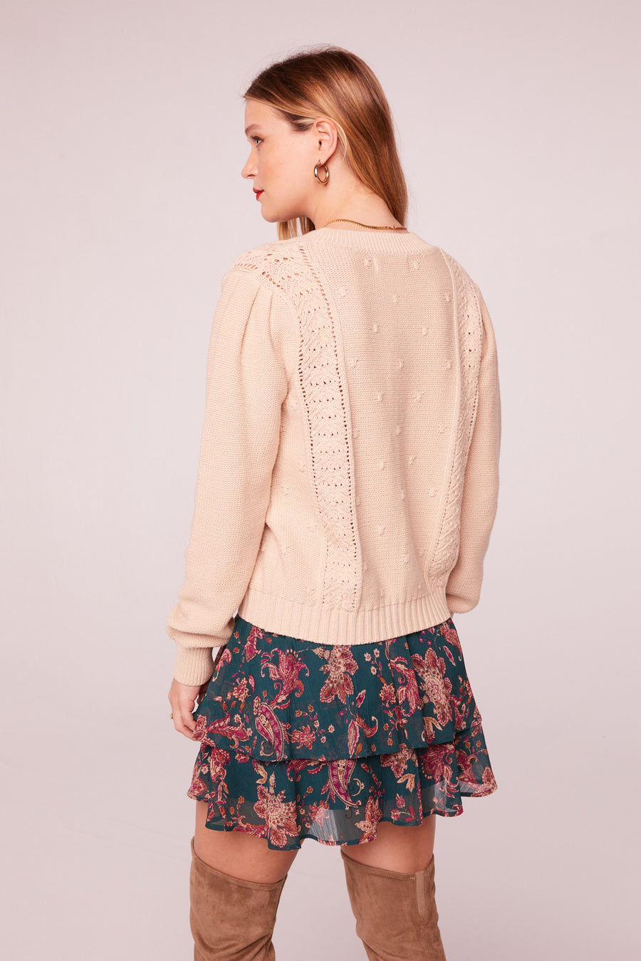 Leliana Cream Novelty Knit Cardigan