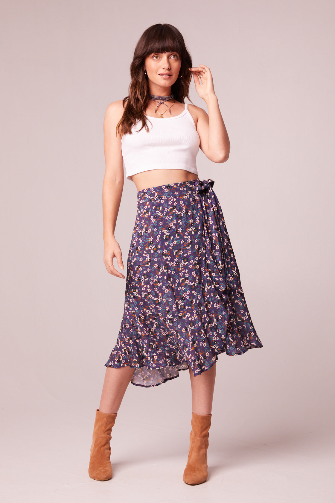 Linaelle Purple Floral Wrap Skirt