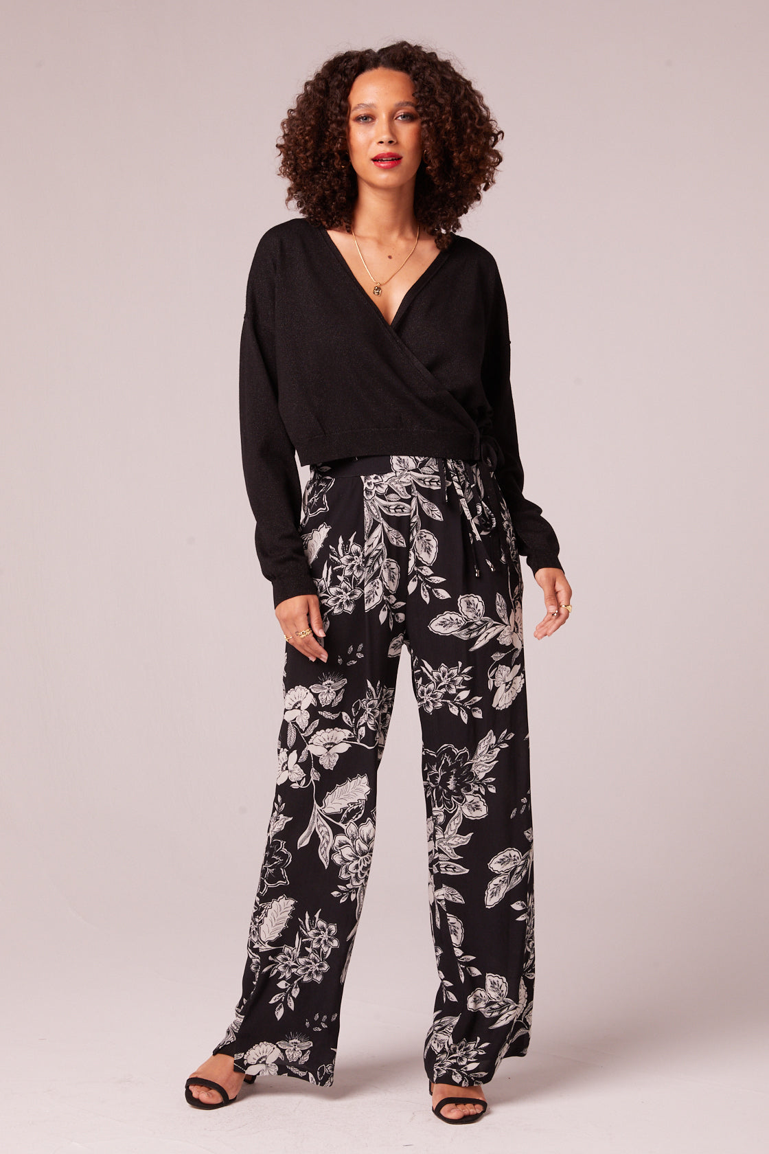 Lynx Black Floral High Waisted Pants Master