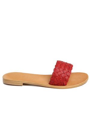 Malibu Red Braided Leather Slide Sandal Side