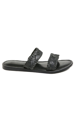 Pier Black Braided Leather Sandal Side