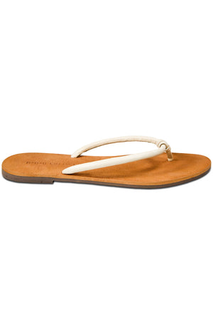 Pipa Ivory Leather Flip Flop Sandal Side