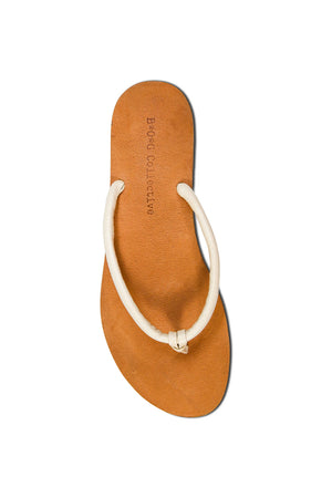 Pipa Ivory Leather Flip Flop Sandal Top