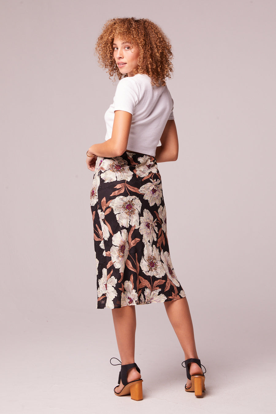 Rho Black Floral Slip Skirt Master