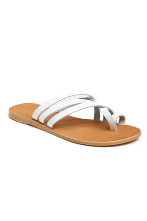 Rose White Leather Strappy Sandal Front