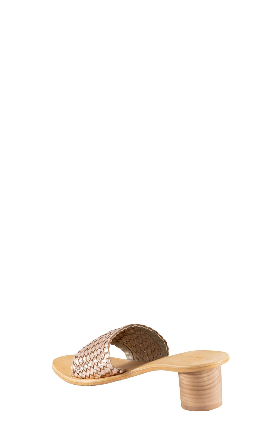 Sandia Rose Gold Leather Woven Slide Heel