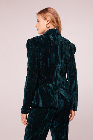 Sweet Sensation Pine Crushed Velvet Blazer